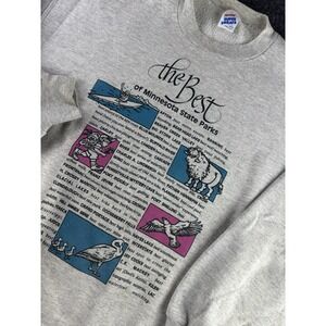 VTG Minnesota State Parks Sweatshirt Jerzees USA Made Graphic L 90s